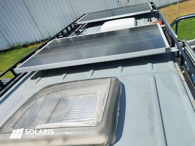 Un fourgon amenagé Fiat Ducato équipé de panneaux solaires Back Contact