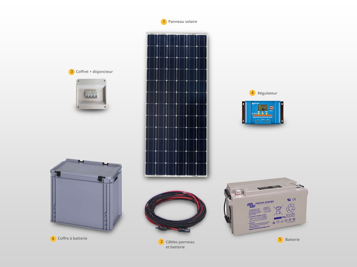 Kit solaire autonome 115W  12V / 1kWh * SOLARIS-STORE