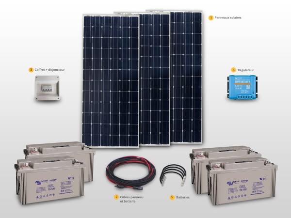 Kit solaire autonome 525W | 24V / 260Ah - 6,24kWh