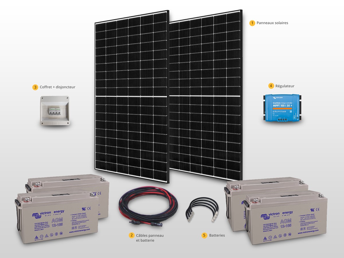 Kit solaire autonome 820W  24V / 8kWh * SOLARIS-STORE