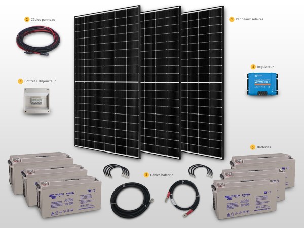 Kit solaire autonome 1215W | 24V / 495Ah - 11,88kWh