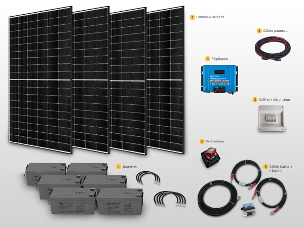 Kit solaire autonome 1640W | 24V / 660Ah - 15,84kWh