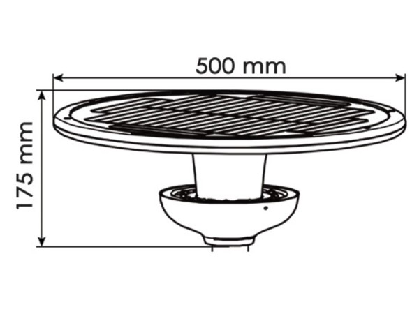 Dimensions lampadaire solaire à éclairage LED indirect