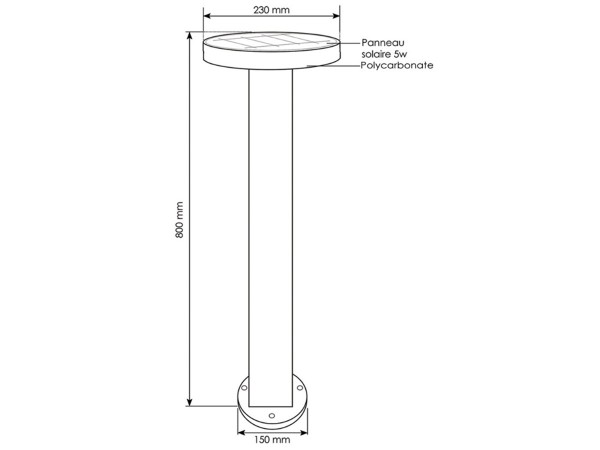 Dimensions de la borne solaire ronde