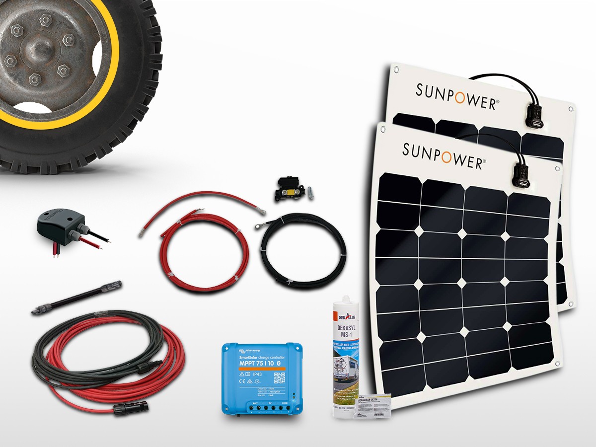 Kit panneau solaire 140W 12V avec régulateur et batterie à 545,00€