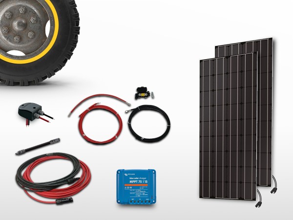 Kit panneau solaire Camping-car MPPT monocristallin UNITECK 2x100W | 12V / 24V