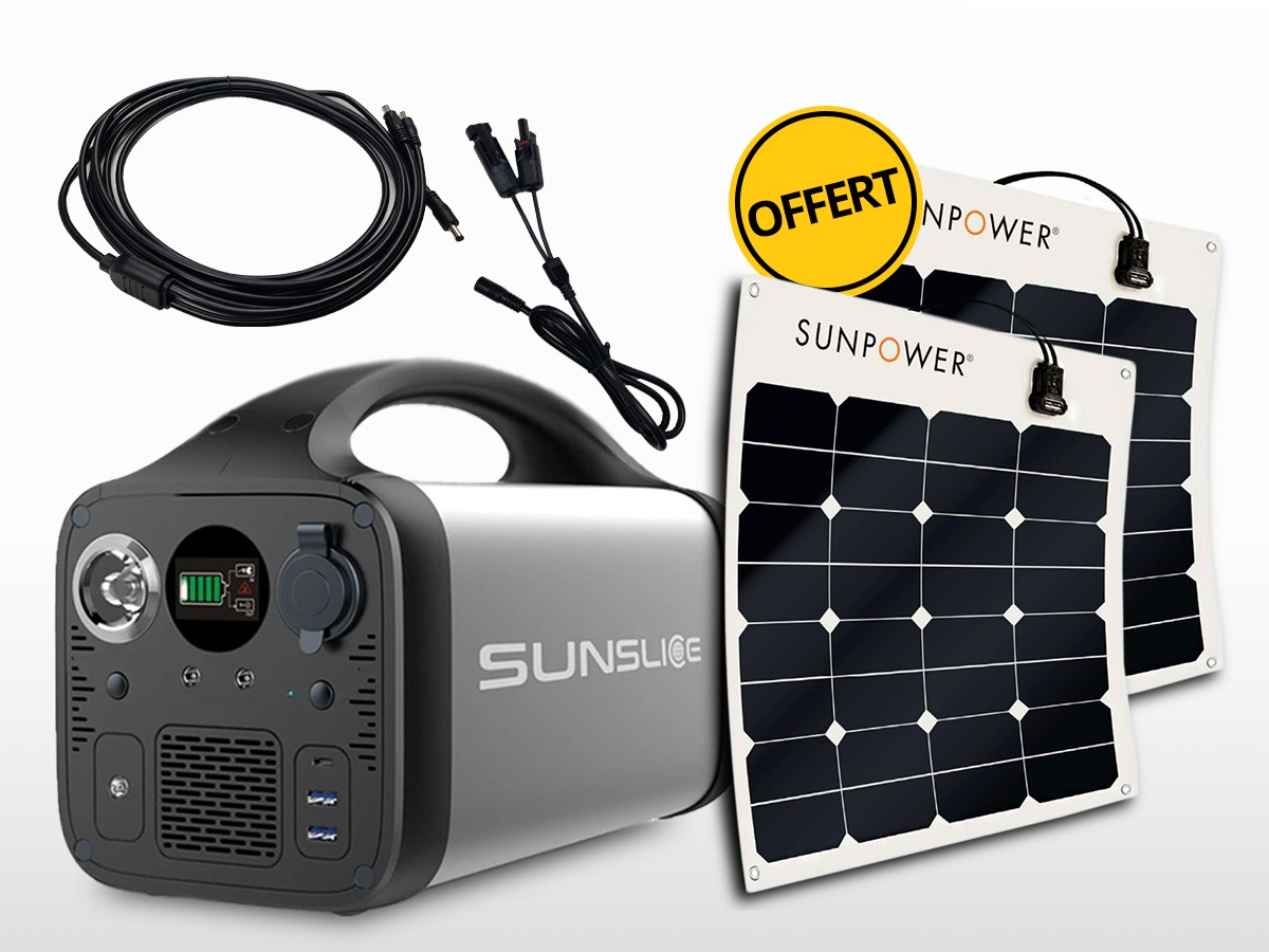 Kit batterie solaire portable 756Wh + SUNPOWER 100W (offert)