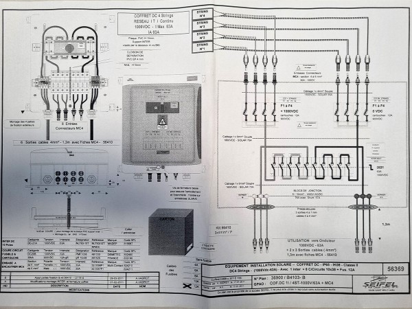 Schéma Coffret de sectionnement PV 1000V / 63A (4in / 2out) | MC4 / MC4