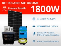 Kit solaire autonome 1800W - Lithium - Easysolar GX 3000VA | 230V / 10kWh