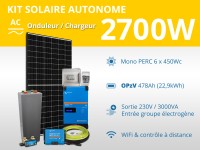 Kit solaire autonome 2700W - OPzV - Multiplus GX 3000VA | 230V / 22,9kWh
