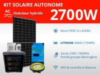Kit solaire autonome 2700W - Lithium - Easysolar GX 3000VA | 230V / 15kWh