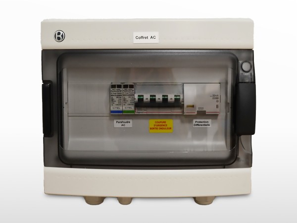 Coffret de protection AC triphasé 15-25kVA + parafoudre | 300mA / 40A