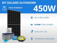 Kit solaire autonome 450W - Plomb Gel | 24V / 3,6kWh
