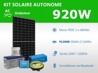 Kit solaire autonome 920W - Plomb Gel - Onduleur 1200VA | 230V / 7,2kWh