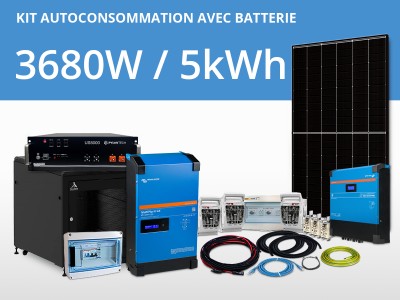 Kit solaire autoconsommation 3680W - Batterie - Multiplus 5kVA | 230V / 5kWh