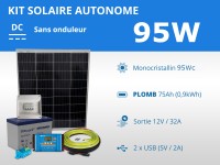 Kit solaire autonome 95W - Plomb | 12V / 0,9kWh