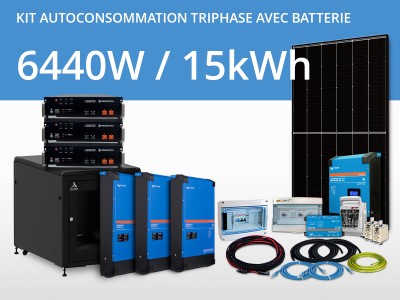 Kit autoconsommation triphasé 6510W - Batterie - Multiplus 9kVA | 400V / 15kWh