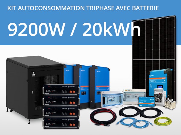 Kit autoconsommation triphasé 9300W - Batterie 20kWh - Multiplus 15kVA | 400V