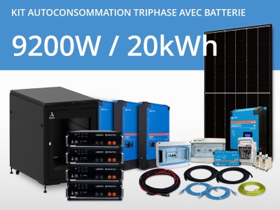 Kit autoconsommation triphasé 9300W - Batterie - Multiplus 15kVA | 400V / 20kWh