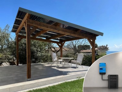 Pergola solaire autoconsommation monophasé 6kW - batterie 10kWh | 18m²
