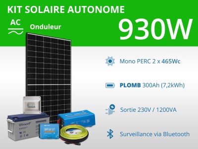 Kit solaire autonome 930W - Plomb - Onduleur 1200VA 