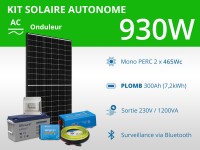 Kit solaire autonome 930W - Plomb - Onduleur 1200VA | 230V / 7,2kWh