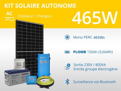 Kit solaire autonome 465W - Plomb - Multiplus 800VA 