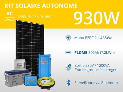 Kit solaire autonome 930W - Plomb - Multiplus 1200VA 