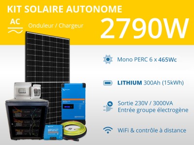 Kit solaire autonome 2790W - Lithium - Multiplus GX 3000VA 