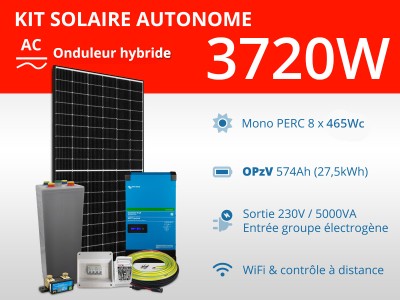 Kit solaire autonome 3720W - OPzV - Easysolar GX 5000VA 