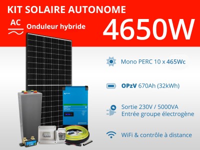 Kit solaire autonome 4650W - OPzV - Easysolar GX 5000VA 