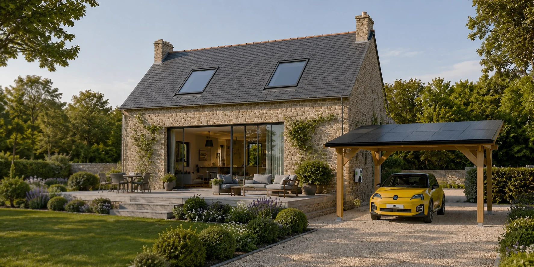 Carport avec panneau solaire photovoltaïque