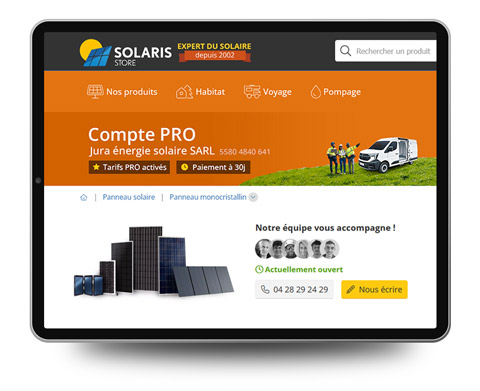 Ouvrir un compte PRO sur Solaris Store