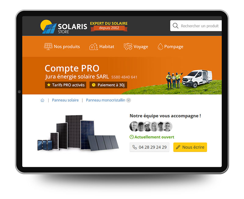 Ouvrir un compte PRO sur Solaris Store