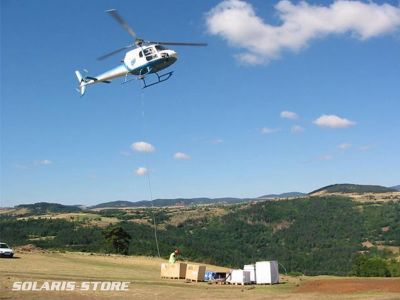 Haute-Loire (43) / Livraison du mat&eacute;riel par h&eacute;licopt&egrave;re au Mas de Bonnefont, site isol&eacute; du r&eacute;seau EDF