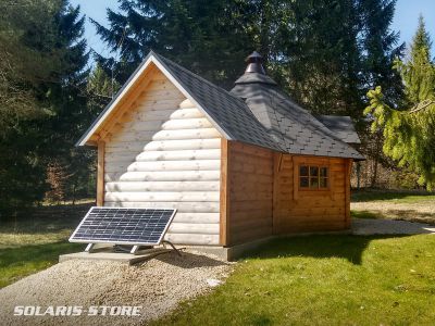 Installation d&acute;un kit panneau solaire 100W pour l&acute;&eacute;clairage d&acute;une cabane, refuge communale &agrave; Oyonnax