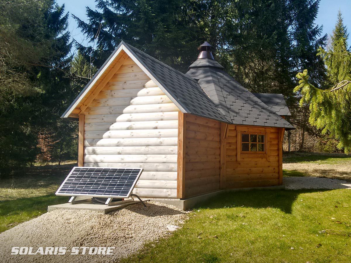 Installation d´un kit panneau solaire 100W pour l´éclairage d´une cabane, refuge communale à Oyonnax