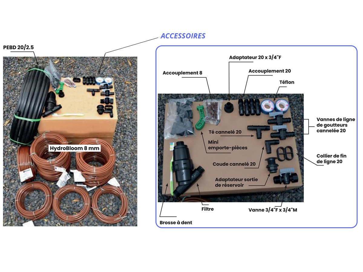 Kit d'arrosage goutte à goutte sans pression par gravité