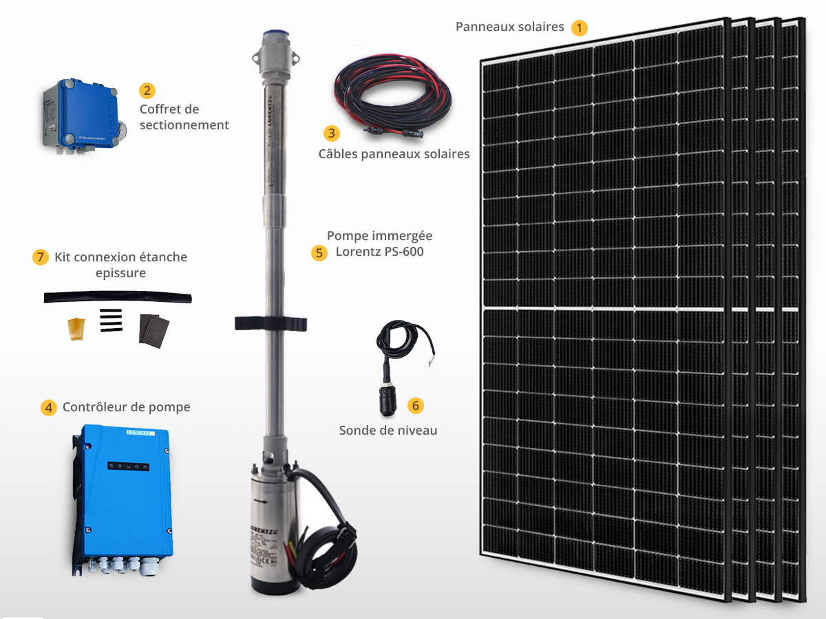 Système de pompe et panneau solaire autonome pour l'irrigation ou l'arrosage en totale autonomie