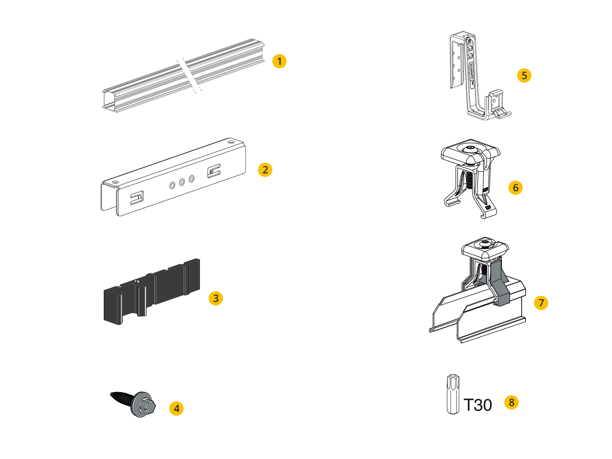 Composition de la fixation toiture tuile ClickFit EVO