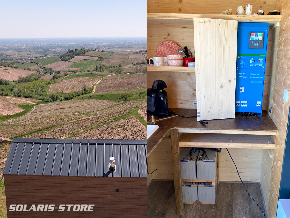 Tiny house autonome solaire avec Easysolar et batteries AGM Super cycle de VICTRON
