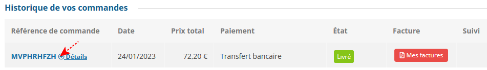 Sélection commande