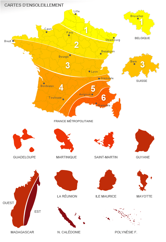 Carte de l'ensolleillement en France