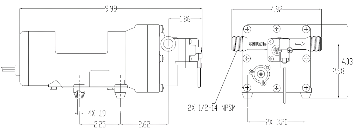 Dimensions pompe de surface