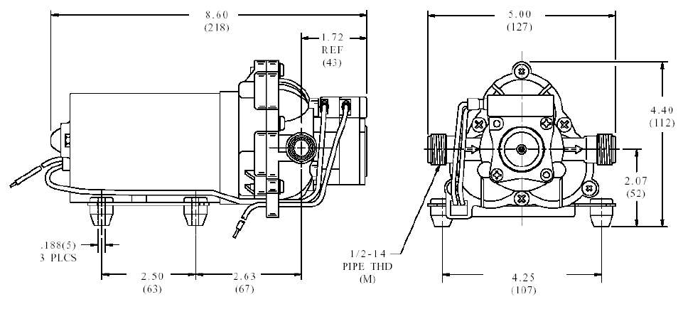 dimensions pompe shurflo 2088-474-144